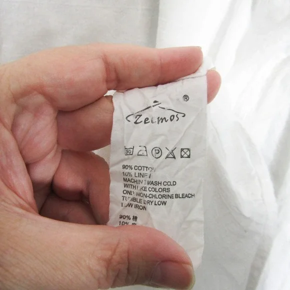 Zecmos Mens XL White Long Sleeve Button Down Shirt Roll Tab Casual - Picture 6 of 9